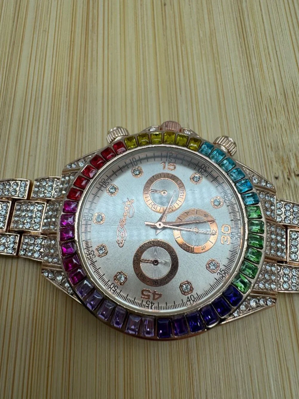 ED HARDY Ladies Metal Bracelet Analog Watch, Shiny Rose Gold, 40mm, Analog Watch